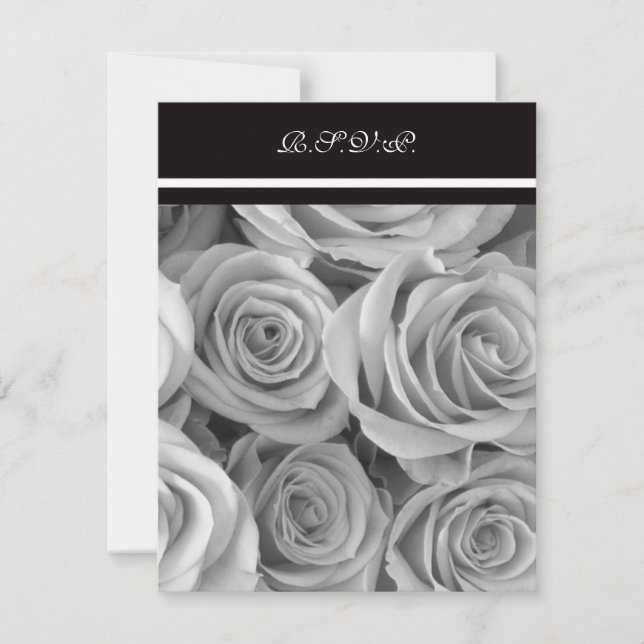 Invitación de respuesta de boda de rosa (Anverso)