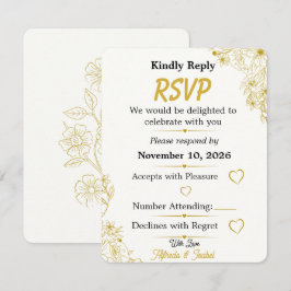Invitación de respuesta editable de boda floral de
