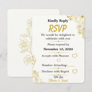 Invitación de respuesta editable de boda floral de