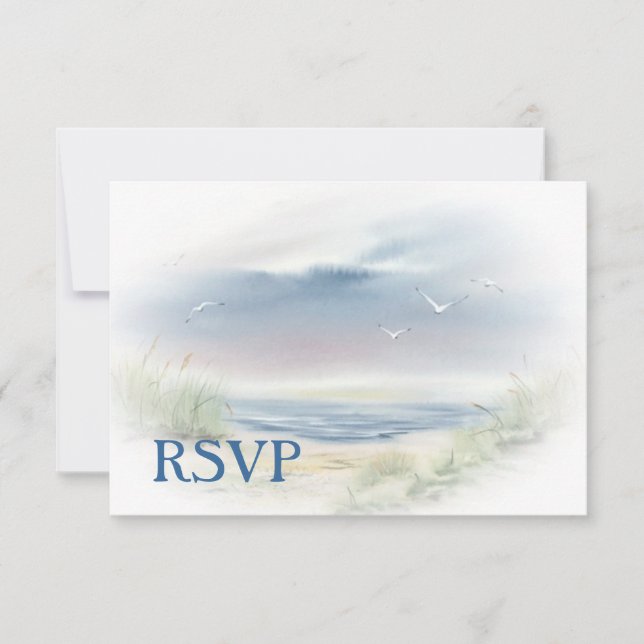 invitación de respuesta para boda de playa (Anverso)