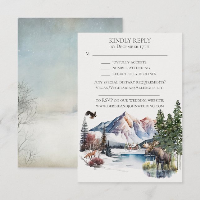 Invitación de respuesta para Lodge de Invierno en  (Anverso / Reverso)