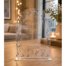 Invitación de retiro con arco floral elegante