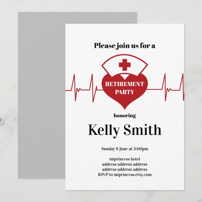 invitación de retiro de enfermería (Anverso / Reverso)