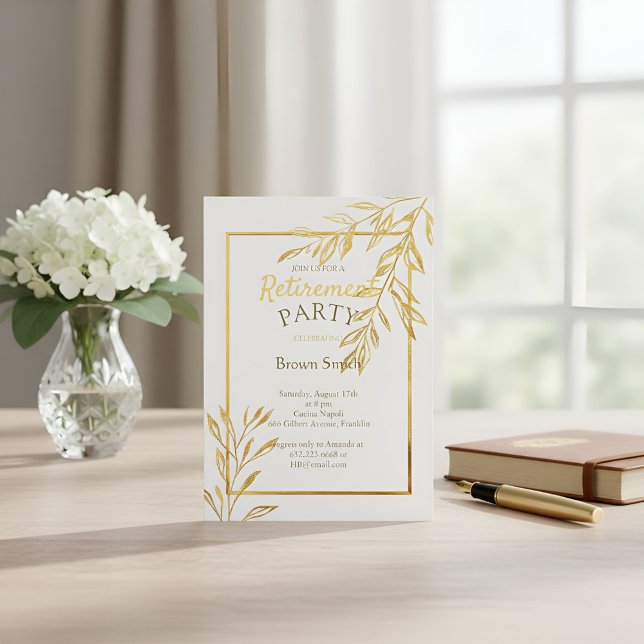 Invitación de retiro elegante con hoja de oro de l (Subido por el creador)