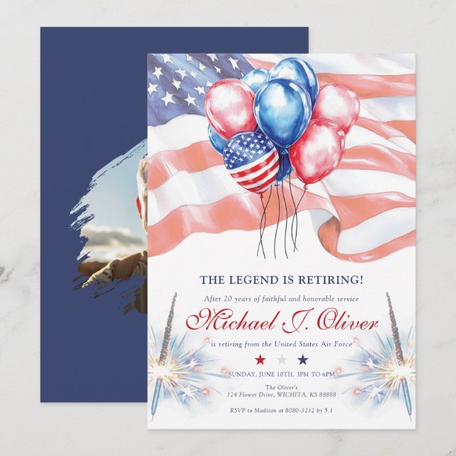 Invitación de retiro militar de EE. UU. (Anverso / Reverso)