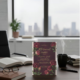 Invitación de retiro Rosa de Madera Oscura con Tex