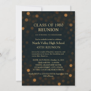 Invitación de Reunión de Clase 45 Chic Navy Gold B