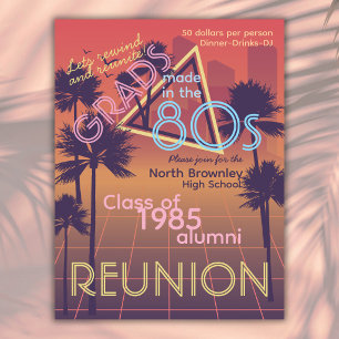Invitación de reunión de clase de colores neón ret