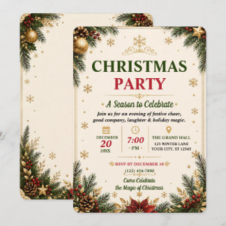 Invitación de reunión de Navidad de marfil de lujo