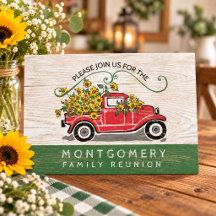 Invitación de Reunión Familiar Camioneta Roja Vint