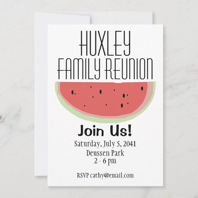 Invitación de Reunión Familiar con Tema de Sandía (Anverso)
