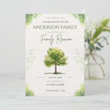 Invitación de Reunión Familiar de Árbol de Acuarel