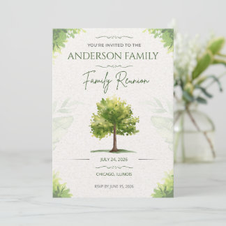 Invitación de Reunión Familiar de Árbol de Acuarel