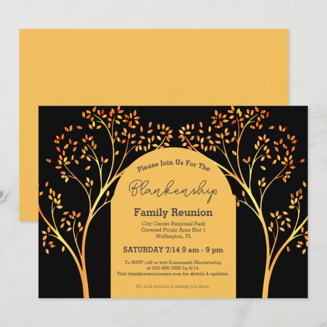 Invitación de Reunión Familiar del Árbol de Naranj (Anverso / Reverso)