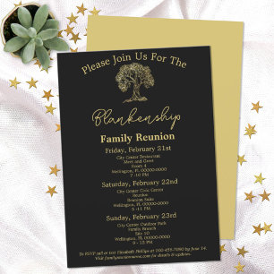 Invitación de Reunión Familiar Gold Tree Family Re