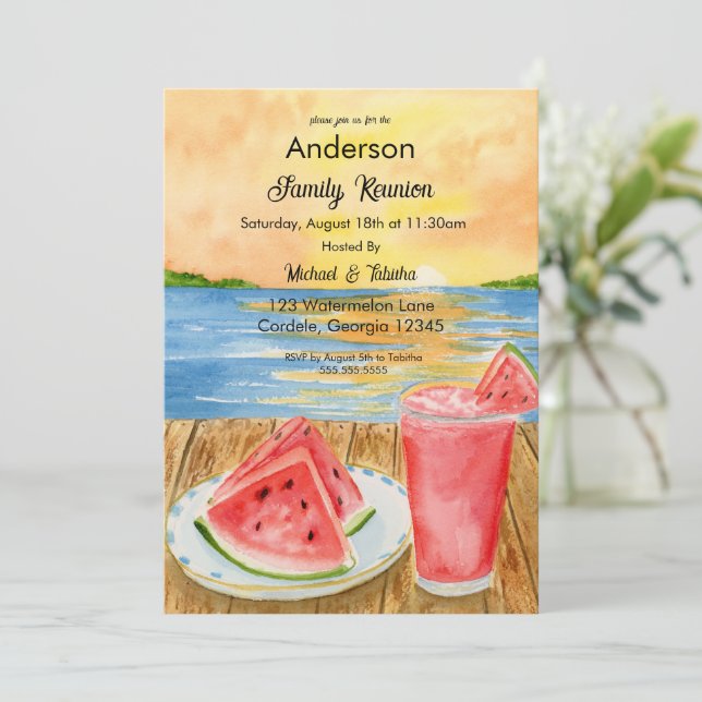 Invitación de Reunión Familiar Sandía Verano (Anverso de pie)