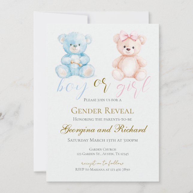 Invitación de revelación de género (Anverso)