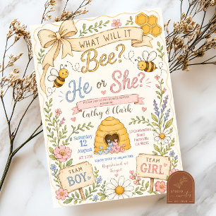 Invitación de Revelación de Género Abeja Vintage c