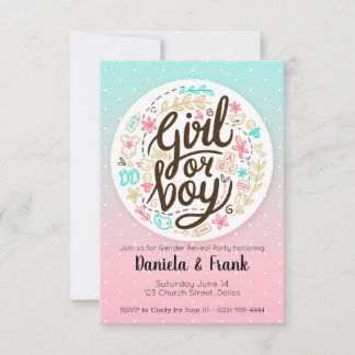 Invitación de revelación de género Baby Shower niñ