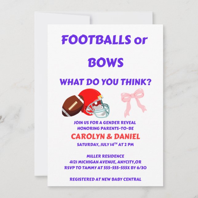 Invitación de Revelación de Género: Balones de Fút (Anverso)