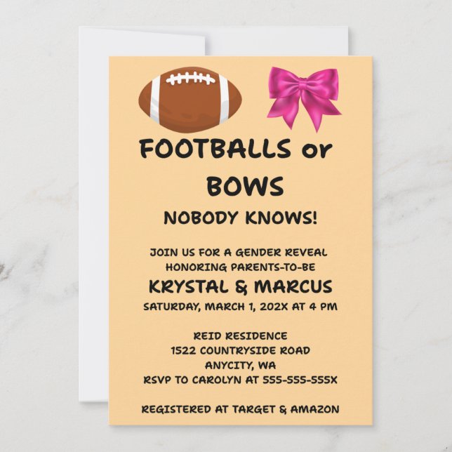 Invitación de Revelación de Género: Balones de Fút (Anverso)