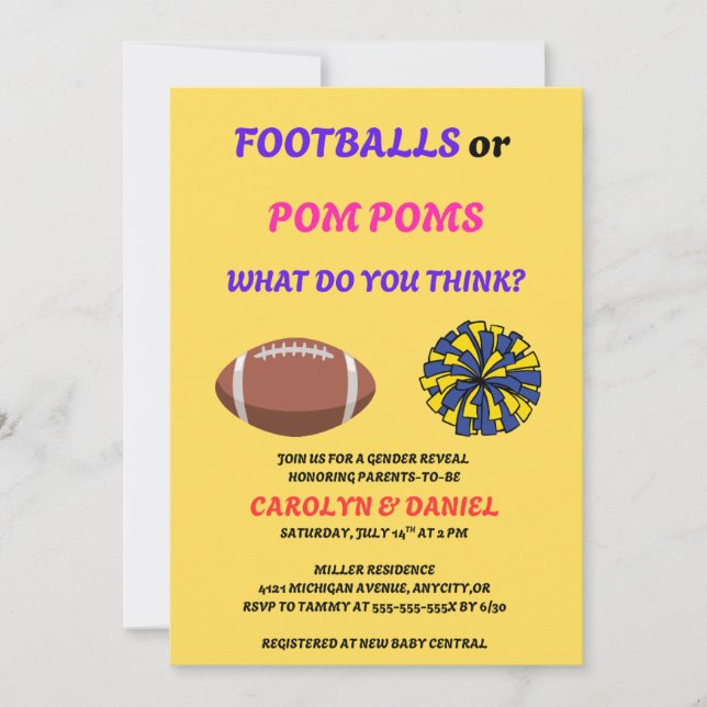 Invitación de Revelación de Género: Balones de Fút (Anverso)