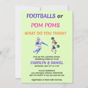 Invitación de revelación de género: balones de fút