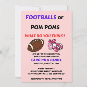 Invitación de Revelación de Género Balones de Fútb