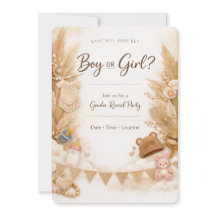 Invitación de Revelación de Género Boho Chic