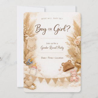 Invitación de Revelación de Género Boho Chic