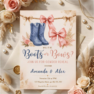 Invitación de Revelación de Género Botas o Lazos d