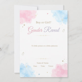 Invitación de Revelación de Género con Acuarela |