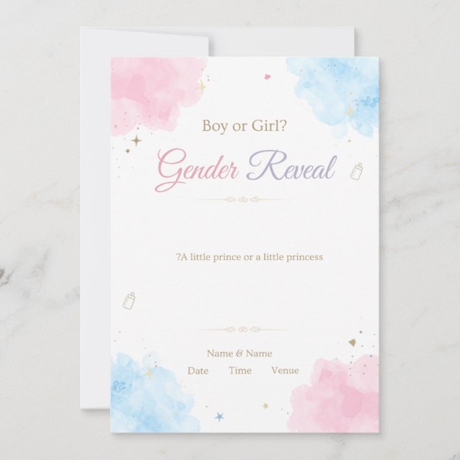 Invitación de Revelación de Género con Acuarela |  (Anverso)