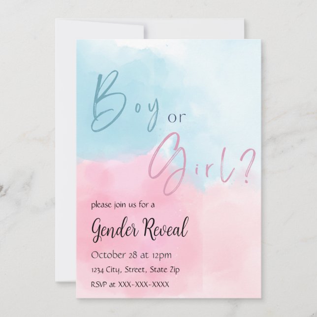 Invitación de revelación de género con acuarela ro (Anverso)