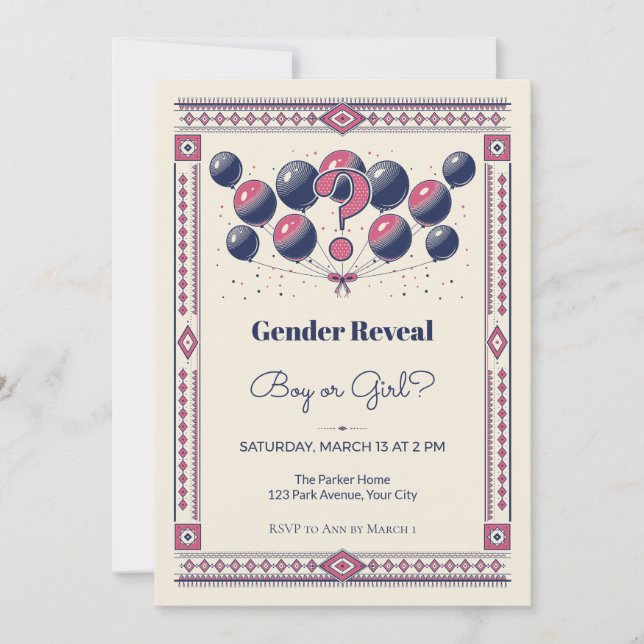 Invitación de Revelación de Género con Interrogant (Anverso)