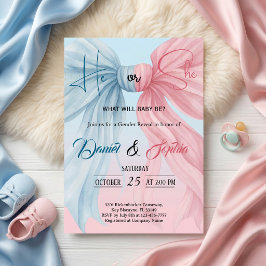 Invitación de revelación de género con lazo azul r