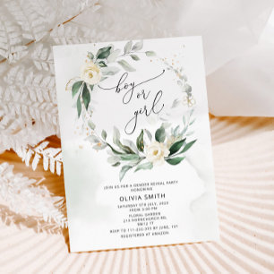 Invitación de revelación de género con vegetación 