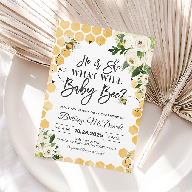 Invitación de Revelación de Género de Abeja Bebé (Subido por el creador)