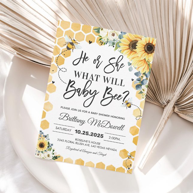 Invitación de Revelación de Género de Abeja Bebé (Subido por el creador)