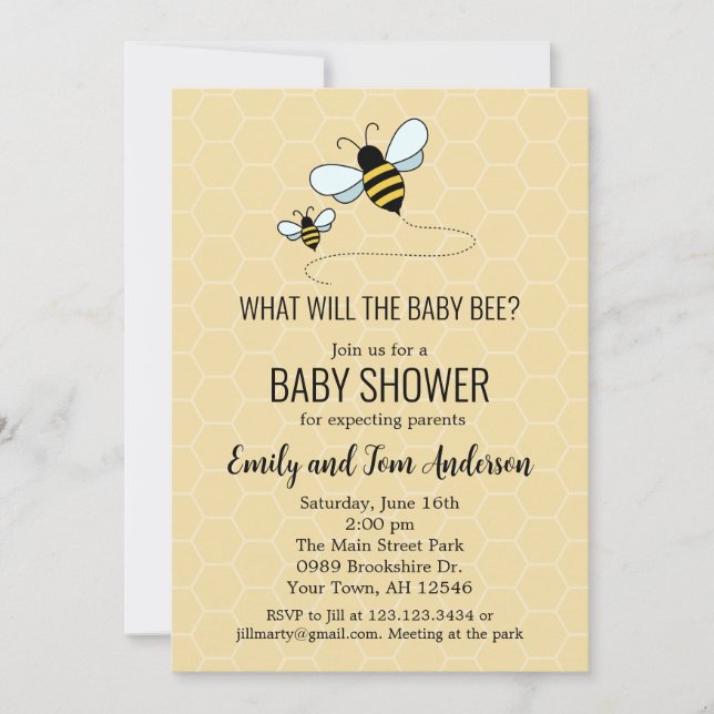 Invitación de revelación de género de abeja zumba  (Anverso)