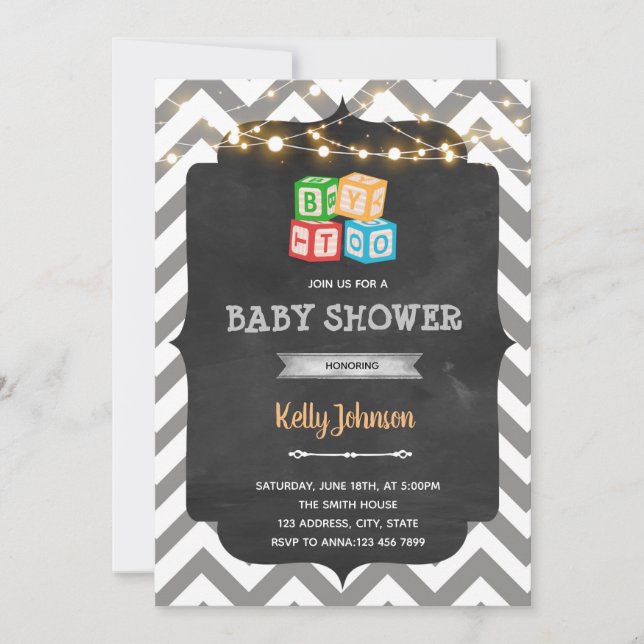 Invitación de revelación de género de baby shower  (Anverso)