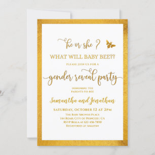 Invitación de Revelación de Género de Bebé Abeja