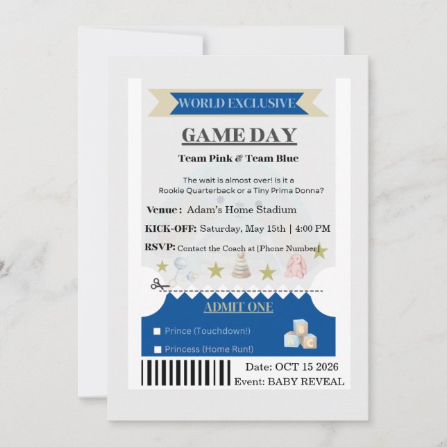 Invitación de Revelación de Género de Boleto Depor (Anverso)