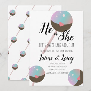 Invitación de Revelación de Género de Cakepop Él o
