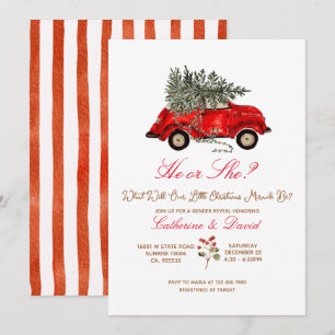 Invitación de revelación de género de coche y árbo