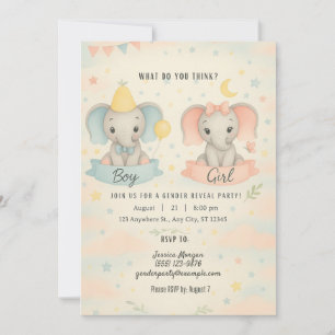 Invitación de Revelación de Género de Elefante Beb
