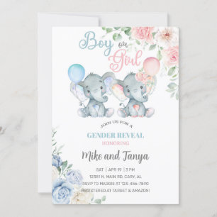 Invitación de revelación de género de elefantes, f
