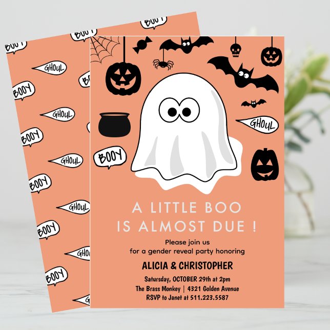 Invitación de revelación de género de Halloween Fa (Halloween-Gender-reveal-invitation-Ghost-1)