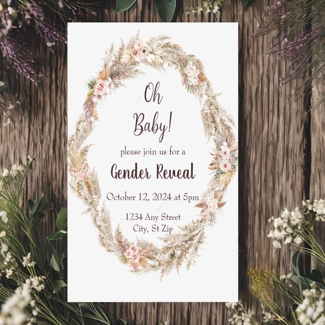 Invitación de Revelación de Género de Hierba de Pa (Subido por el creador)