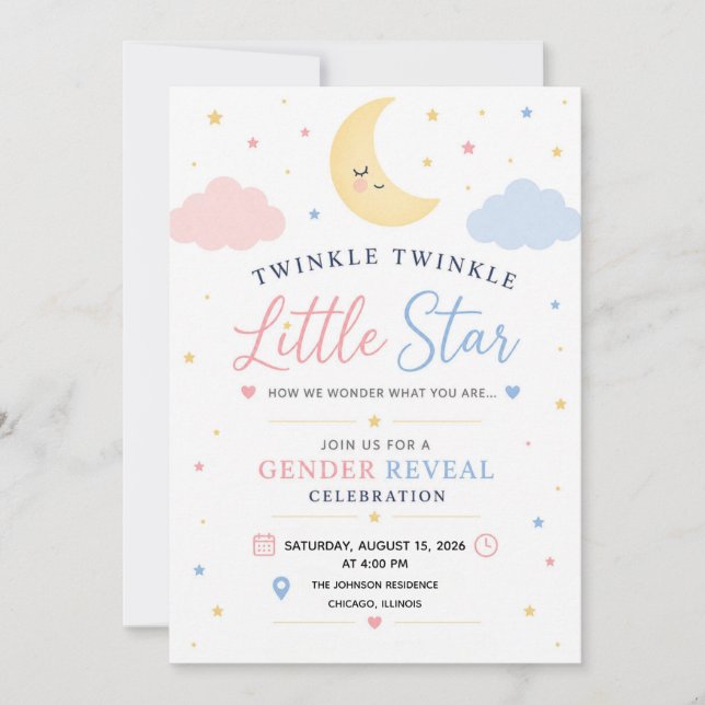 Invitación de revelación de género de la estrellit (Anverso)